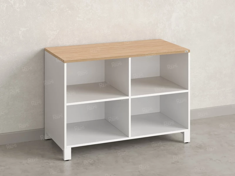 Стеллаж низкий, 4 ячейки 1200х600х850 RM145-12x6 Вяз Швейцарский светлый/Белый
