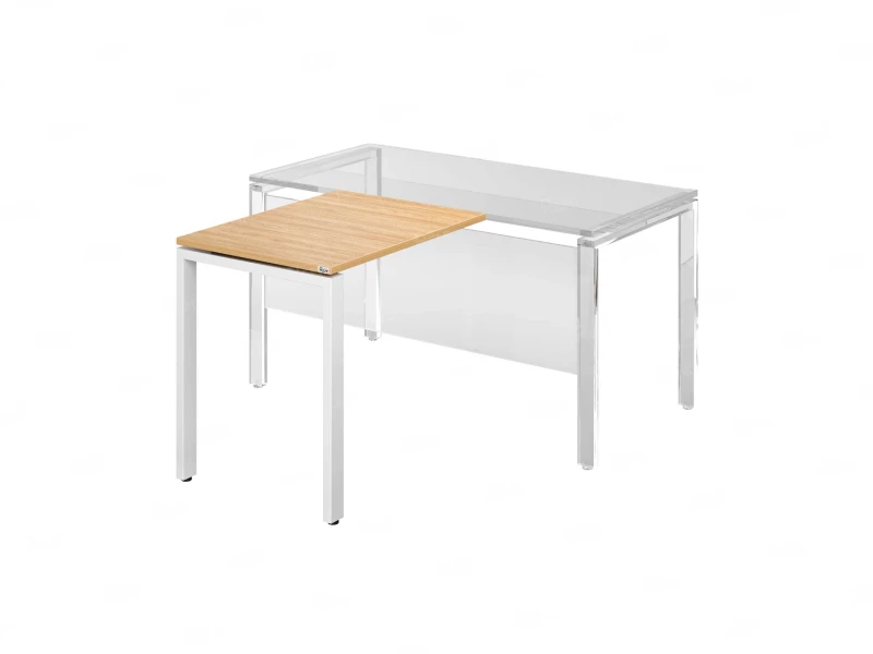 Брифинг прямой, с парящей столешнецей, на П-образном каркасе 1300x600x750 RM070-13x6 Вяз Швейцарский светлый/Белый