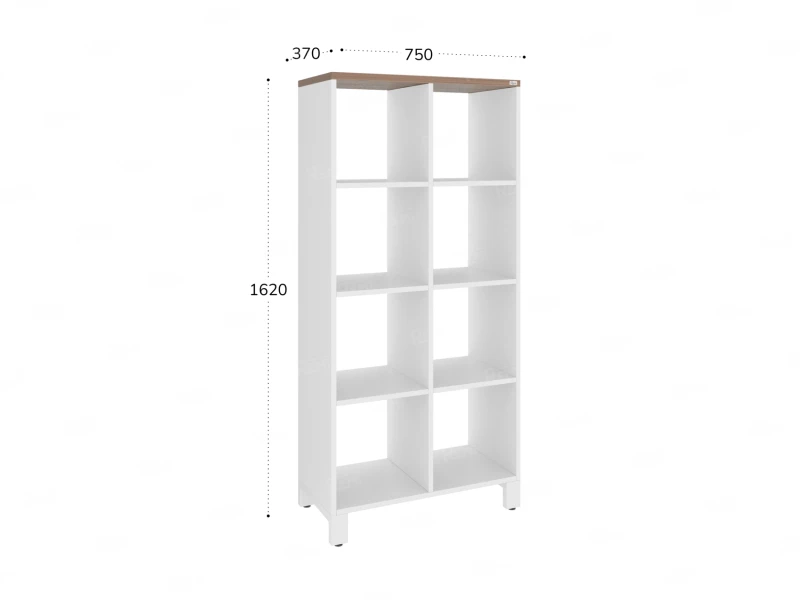 Стеллаж, 8 ячеек 750х370х1620 RM139-75x37 Дуб Юстус/Белый