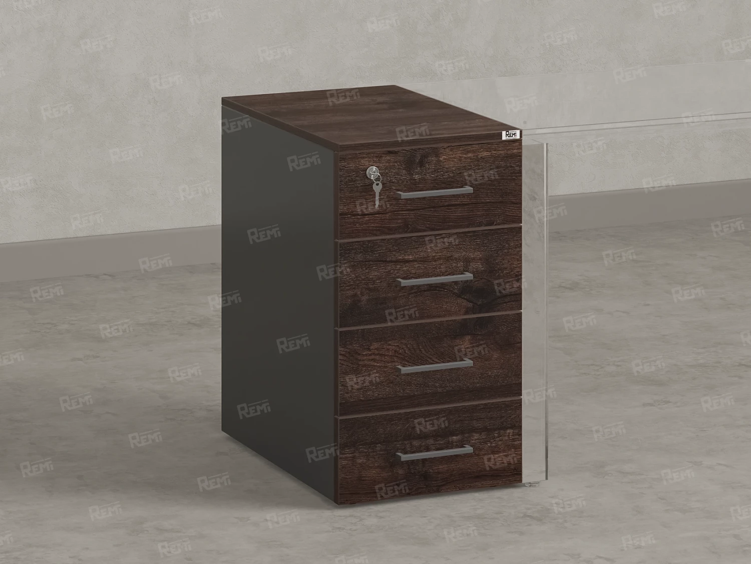 Тумба приставная, 4 ящика 400x600x750 RM121-40x60 Дуб Апрельский шоколад/Серый