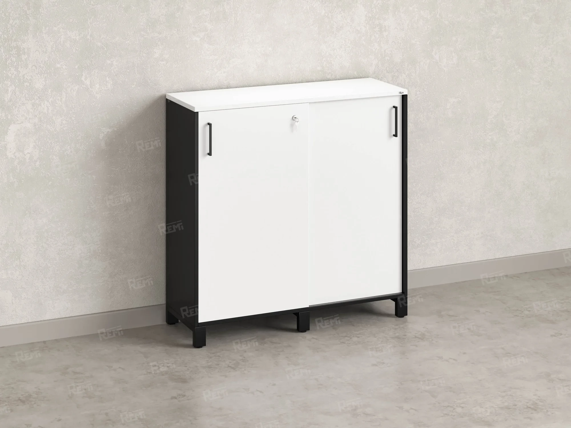 Шкаф-купе низкий, 3 полки 1200x420x1200 RM128-120x42 Белый/Черный