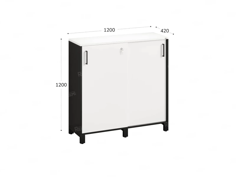 Шкаф-купе низкий, 3 полки 1200x420x1200 RM128-120x42 Белый/Черный