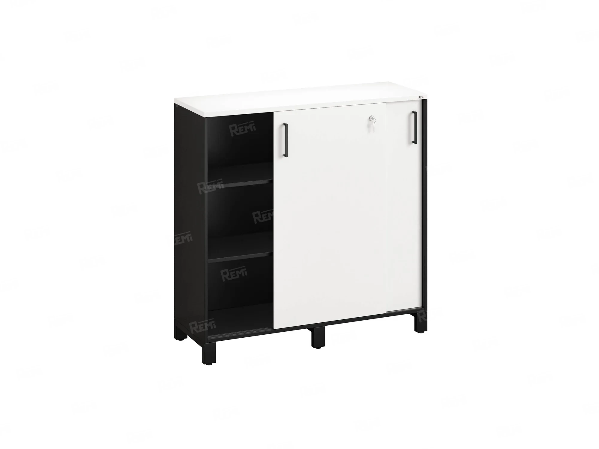 Шкаф-купе низкий, 3 полки 1200x420x1200 RM128-120x42 Белый/Черный