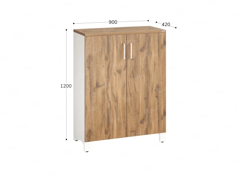 Шкаф распашной, 3 уровня 900x420x1200 RM149-90x42 Дуб Юстус/Белый