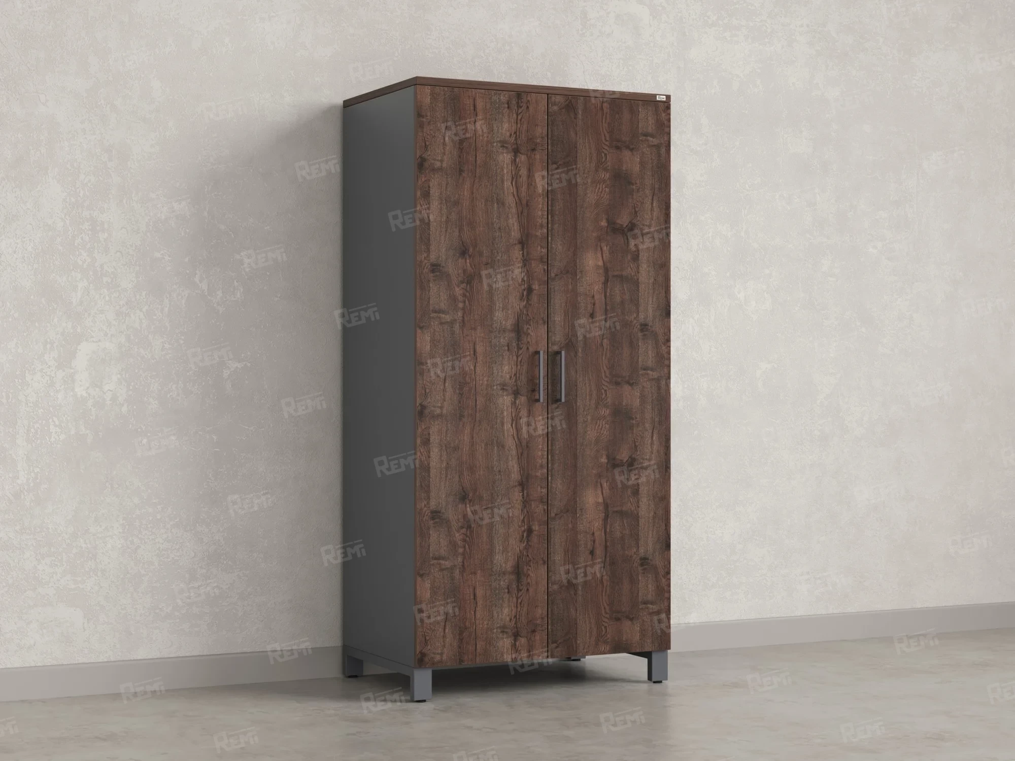 Гардероб, штанга, 1 полка 900x600x1900 RM158-90x60 Дуб Апрельский шоколад/Серый