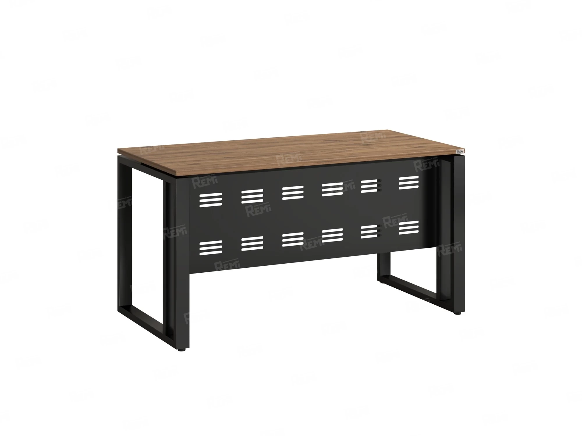 Стол прямой на О-образных опорах с металлическим экраном 2000x700x750 RM042-20x7 Юстус/Черный