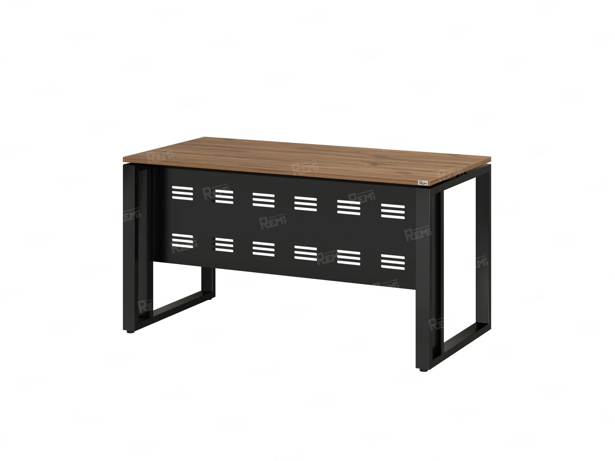 Стол прямой на О-образных опорах с металлическим экраном 2000x700x750 RM042-20x7 Юстус/Черный