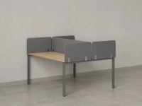 Бенч-система, 2 рабочих места, на П-образных опорах, 5 тканевых экрана 1200x1400x750 RM165-3-12x14 Вяз Швейцарский светлый/Серый