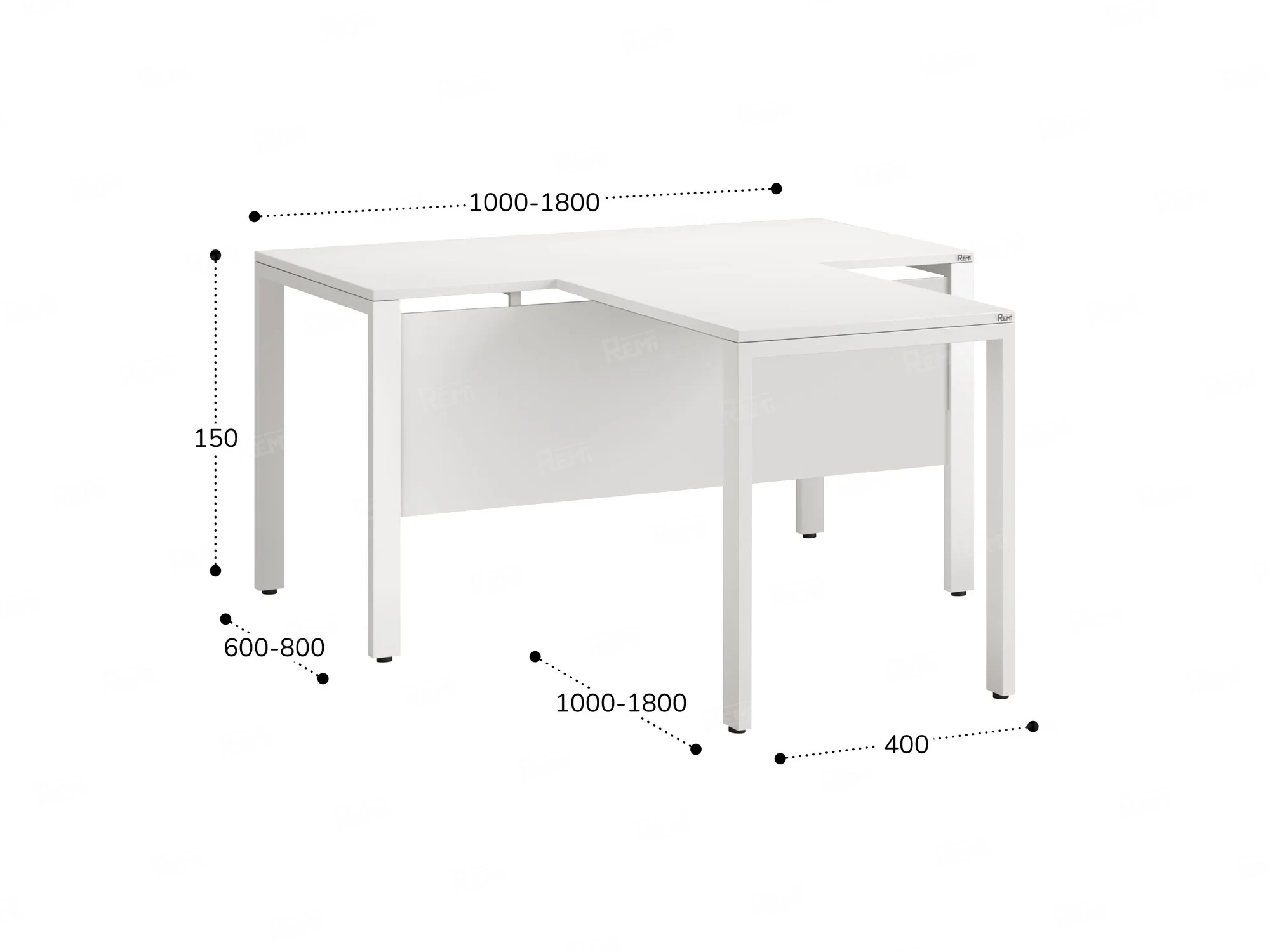 Стол с брифингом на П-образных опорах с экраном ЛДСП RM044-16x8 1600x2400x750 Белый/Белый