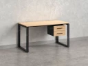 Стол прямой с подвесной тумбой 2 ящика, О-опора 1800x600x750 RM037-18x6 Вяз Швейцарский светлый/Черный
