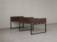 Бенч-система, 4 рабочих места, на О-образных опорах, 8 ЛДСП экранов 3600x1200x750 RM170-1-18x12 Дуб Апрельский шоколад/Черный