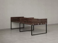 Бенч-система, 4 рабочих места, на О-образных опорах, 8 ЛДСП экранов 3600x1200x750 RM170-1-18x12 Дуб Апрельский шоколад/Черный