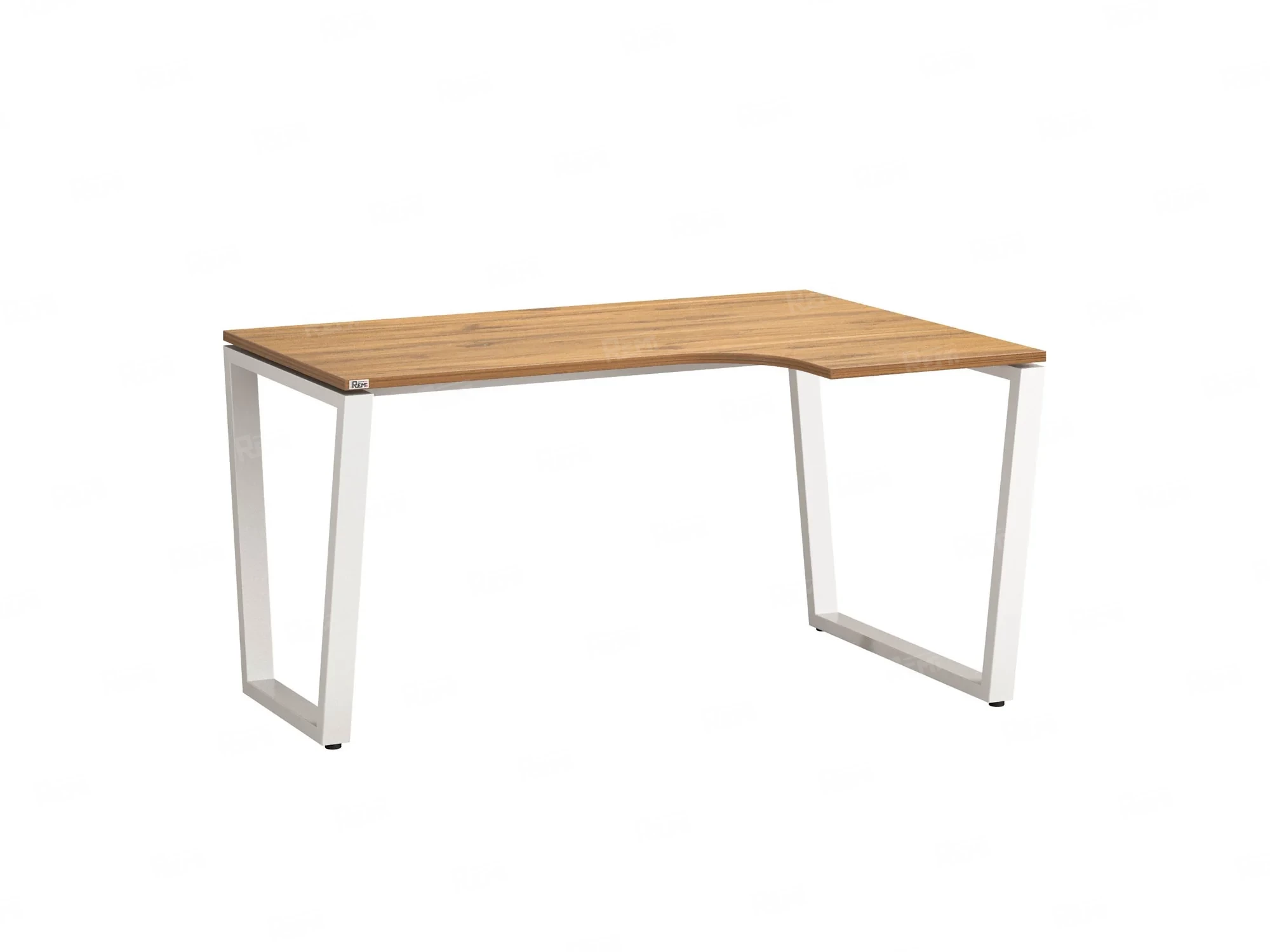 Стол угловой, U-опора, правый 1400x600/900x750, RM050-14x6-9 Дуб Юстус/Белый