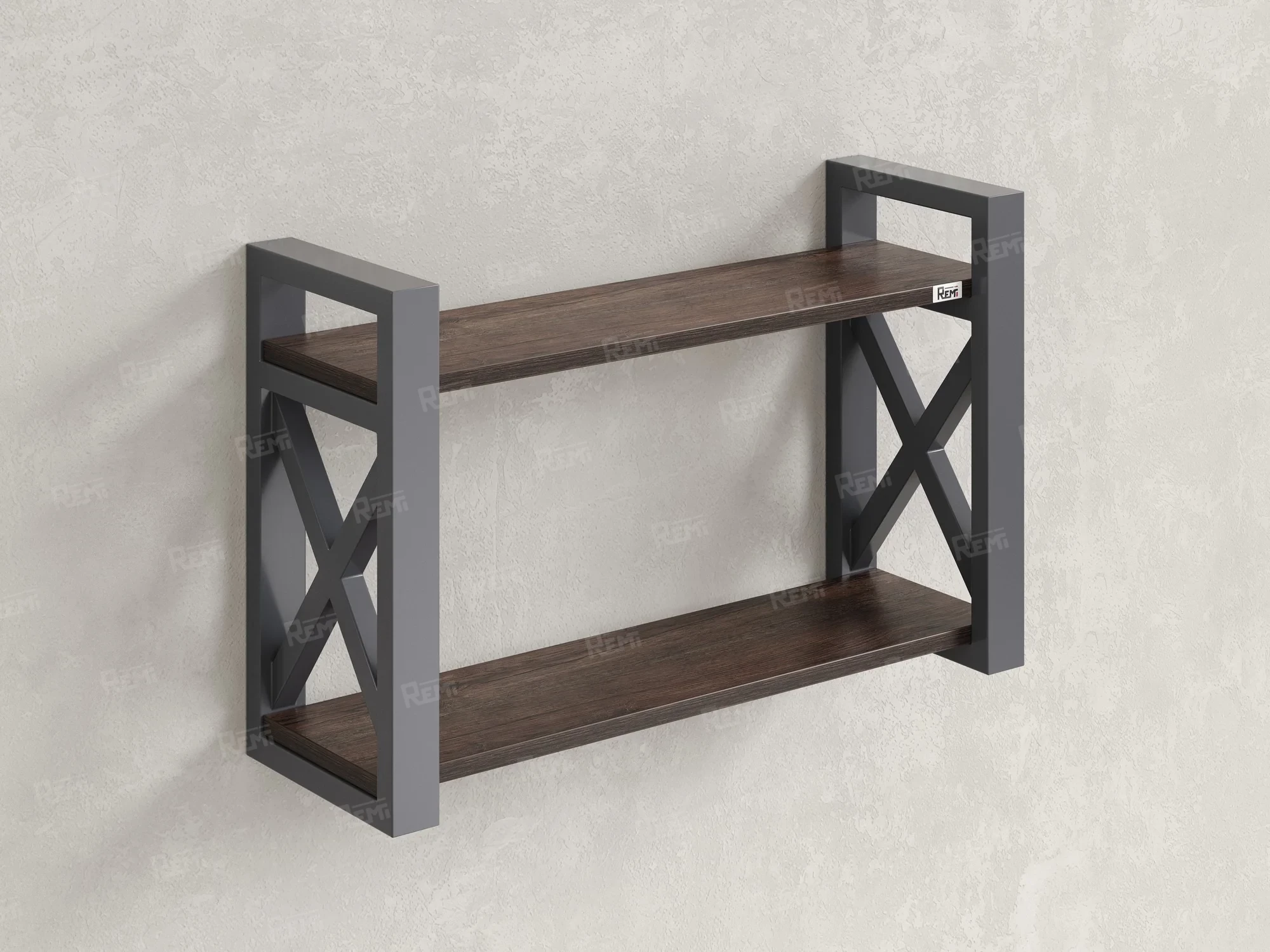 Полка настенная 900x300x500 RM196-90x30 Дуб Апрельский шоколад/Серый