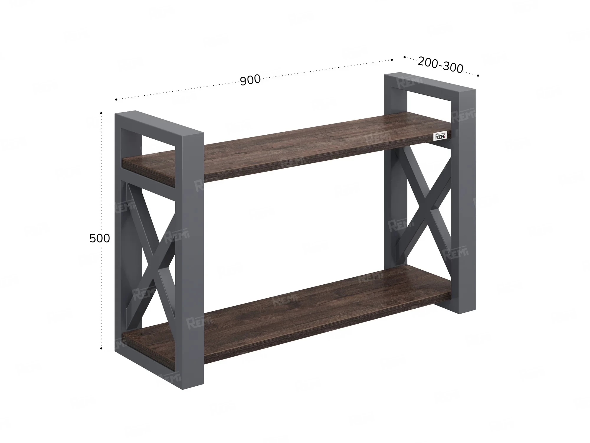 Полка настенная 900x300x500 RM196-90x30 Дуб Апрельский шоколад/Серый