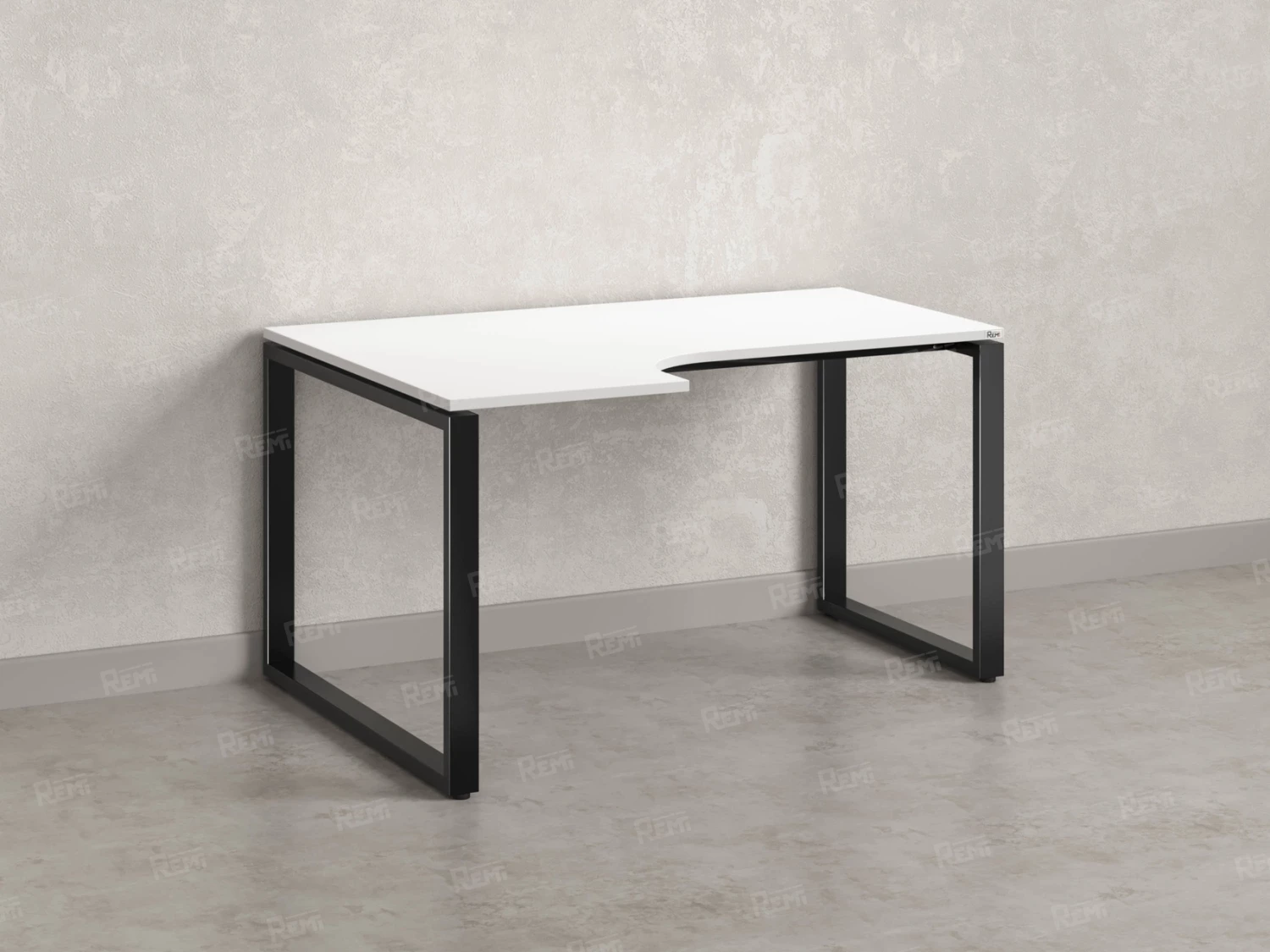 Стол угловой, О-опора, левый 1400x800/1000x750, RM055-14x8-10 Белый/Черный