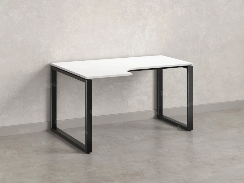 Стол угловой, О-опора, левый 1400x800/1000x750, RM055-14x8-10 Белый/Черный