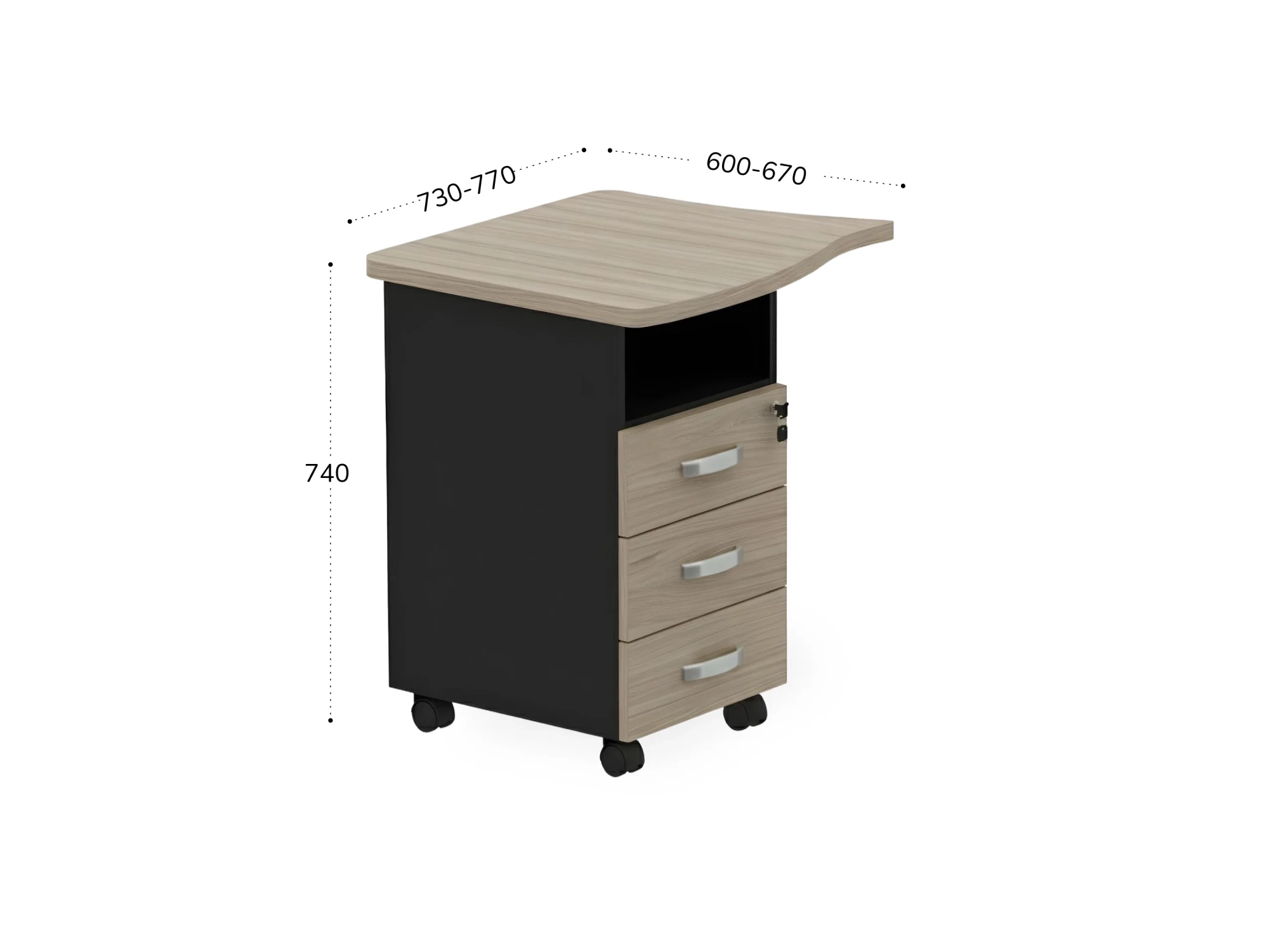 BRL RB089-73х60L Тумба приставная левая 730х600х740 Шорвуд/Черный