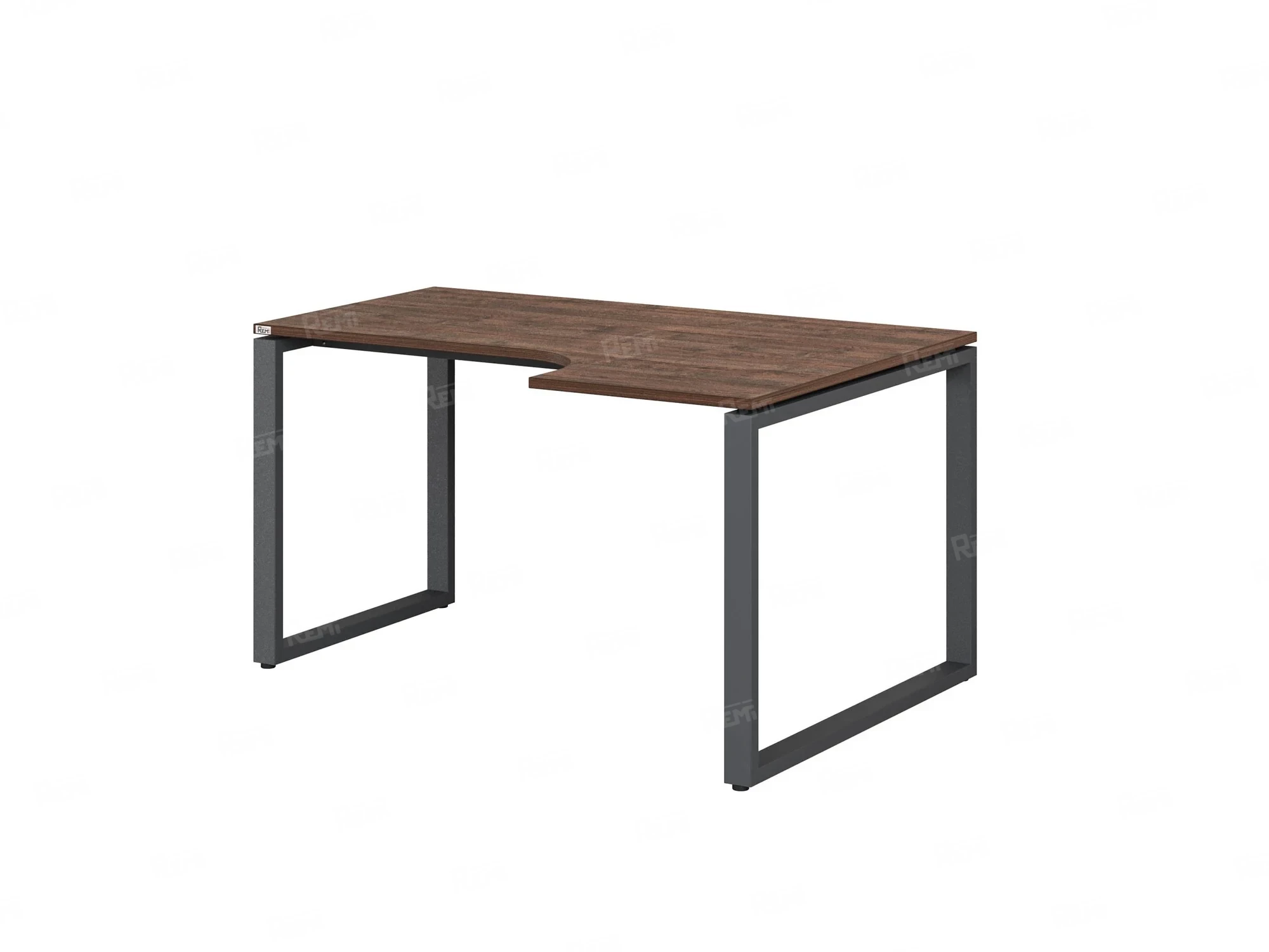 Стол угловой, О-опора, правый 1400x900/1200x750, RM054-14x9-12 Дуб Апрельский шоколад/Серый