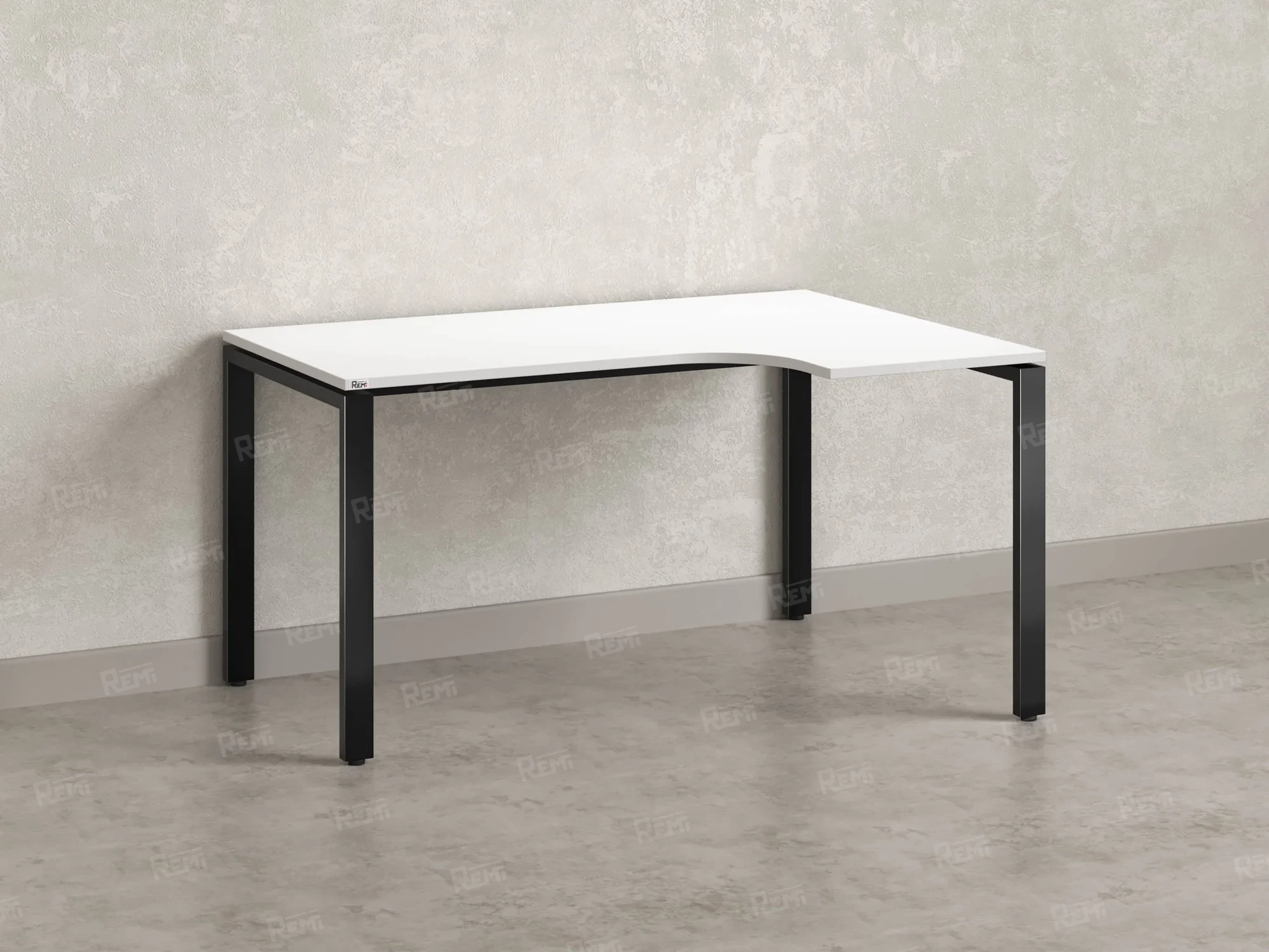 Стол угловой, П-опора, правый 1600x800/1000x750, RM052-16x8-10 Белый/Черный