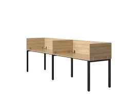 Бенч-система в 1 ряд, 2 рабочих места 5 ЛДСП экранов 3200x600x750 RM167-2-32x6 Вяз Швейцарский светлый/Черный