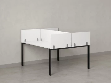 Бенч-система, 2 рабочих места, 5 ЛДСП экранов 1800x1200x750 RM165-4-18x12 Белый/Черный