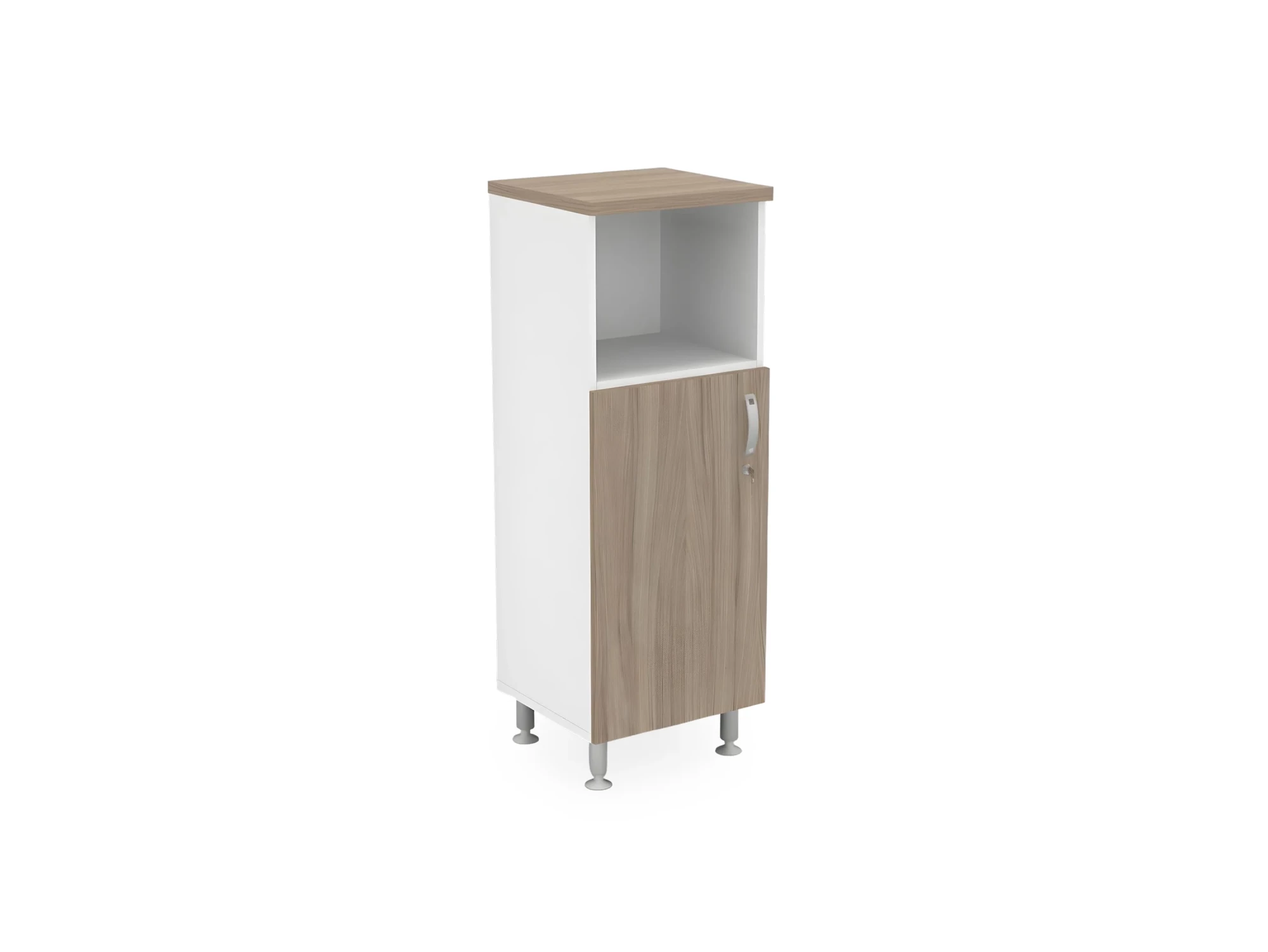 BRL RB048-45х43L Шкаф-стеллаж узкий 3 уровня левый 450х430х1290 Шорвуд/Белый