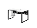 Стол угловой, экран металл, О-опора, правый 1400x800/1000x750, RM057-14x8-10 Белый/Черный