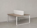 Бенч-система, 2 рабочих места, с одним тканевым экраном 1200x1200x750 RM169-1-12x12 Дуб Юстус/Белый