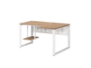 Стол угловой, экран металл, О-опора, правый 1800x600/900x750, RM057-18x6-9 Дуб Юстус/Белый
