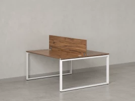Бенч-система, 2 рабочих места, с одним экраном ЛДСП 1400x1600x750 RM169-2-14x16 Дуб Юстус/Белый