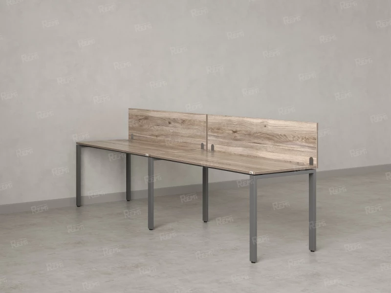 Бенч-система в 1 ряд, 2 рабочих места 2 ЛДСП экранов 3600x600x750 RM167-4-36x6 Дуб Маувелла/Серый