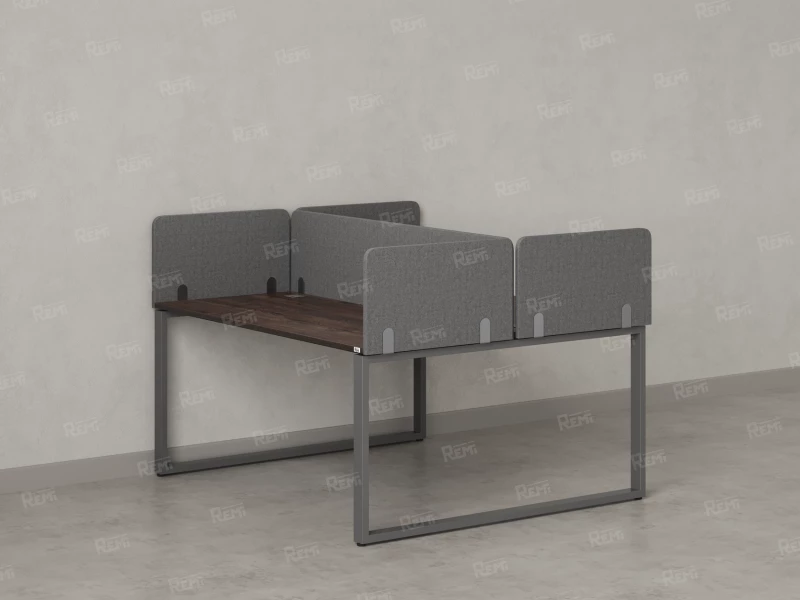 Бенч-система, 2 рабочих места, 5 тканевых экранов 1000x1200x750 RM169-3-10x12 Дуб Апрельский шоколад/Серый