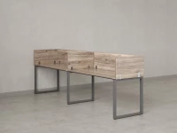 Бенч-система в 1 ряд, 2 рабочих места 5 ЛДСП экранов 2000x800x750 RM168-2-20x8 Дуб Маувелла/Серый