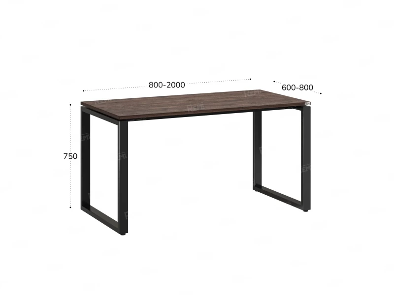 Стол прямой на O-образных опорах 800x700x750 RM002-8x7 Дуб Апрельский шоколад/Черный