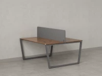 Бенч-система, 2 рабочих места, с одним тканевым экраном 1200x1200x750 RM172-1-12x12 Дуб Юстус/Серый