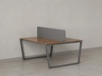 Бенч-система, 2 рабочих места, с одним тканевым экраном 1200x1200x750 RM172-1-12x12 Дуб Юстус/Серый