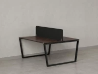 Бенч-система, 2 рабочих места, с одним тканевым экраном 1600x1400x750 RM172-1-16x14 Дуб Апрельский шоколад/Черный