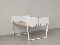 Бенч-система, 2 рабочих места, 5 тканевых экранов 1400x1400x750 RM172-3-14x14 Вяз Швейцарский светлый/Белый