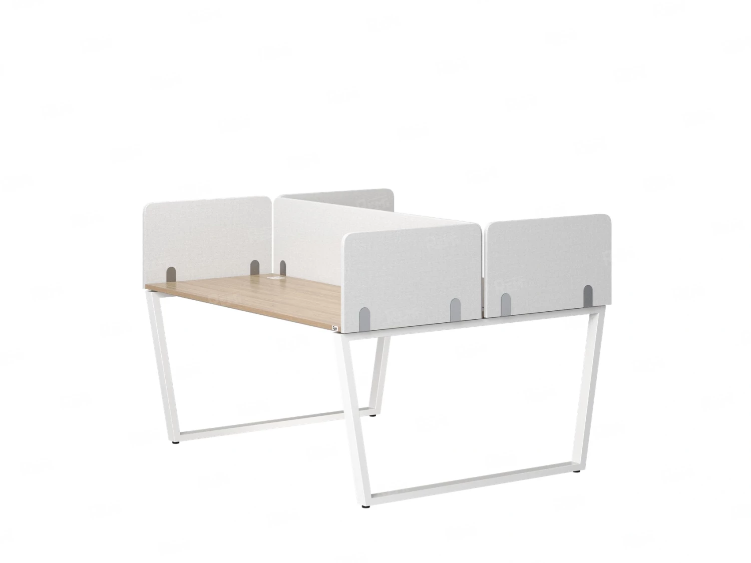 Бенч-система, 2 рабочих места, 5 тканевых экранов 1400x1400x750 RM172-3-14x14 Вяз Швейцарский светлый/Белый