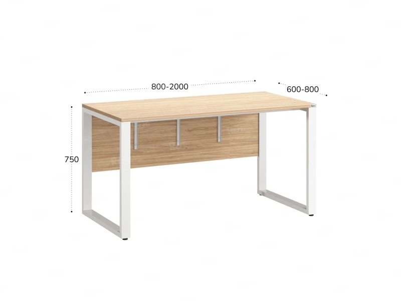 Стол прямой на О-образных опорах, экран ЛДСП 1200x600x750 RM006-12x6 Вяз Швейцарский светлый/Белый
