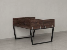 Бенч-система, 2 рабочих места, 5 ЛДСП экранов 1200x1600x750 RM172-4-12x16 Дуб Апрельский шоколад/Черный
