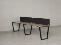 Бенч-система в 1 ряд, 2 рабочих места 2 тканевых экранов 2700x700x750 RM174-3-27x7 Дуб Маувелла/Черный
