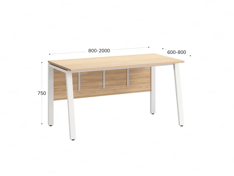 Стол прямой, Л-опора, экран ЛДСП,парящая стол-ца 1000x600x750 RM009-10x6 Вяз Швейцарский светлый/Белый