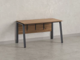 Стол прямой, Л-опора, экран ЛДСП,парящая стол-ца 1400x600x750 RM009-14x6 Дуб Юстус/Серый