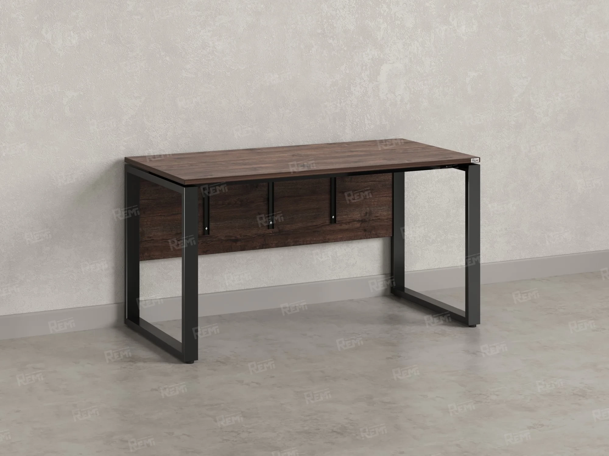 Стол прямой, О-опоры, экран ЛДСП,парящая стол-ца 1800x600x750 RM008-18x6 Дуб Апрельский шоколад/Черный