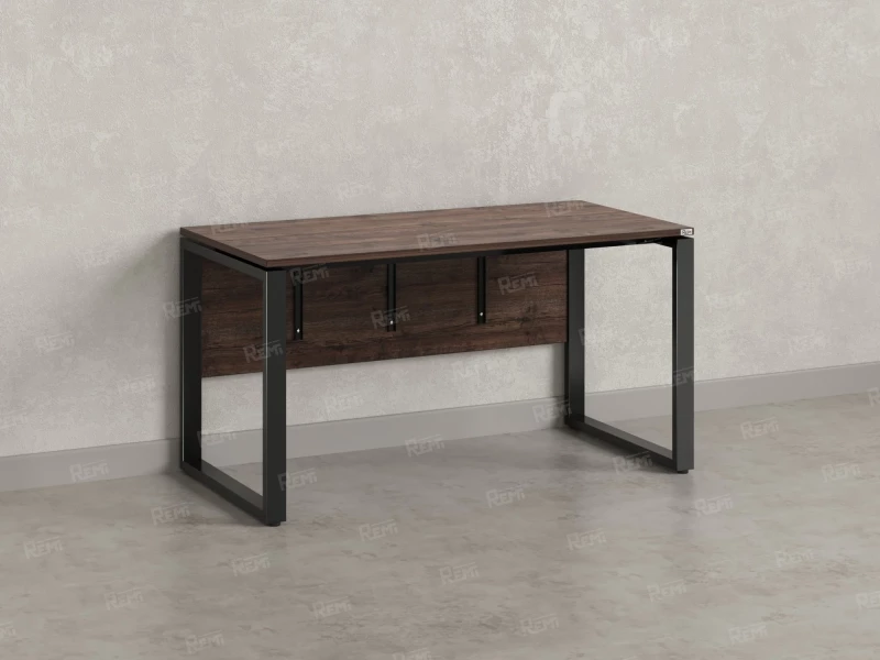 Стол прямой, О-опоры, экран ЛДСП,парящая стол-ца 1800x600x750 RM008-18x6 Дуб Апрельский шоколад/Черный