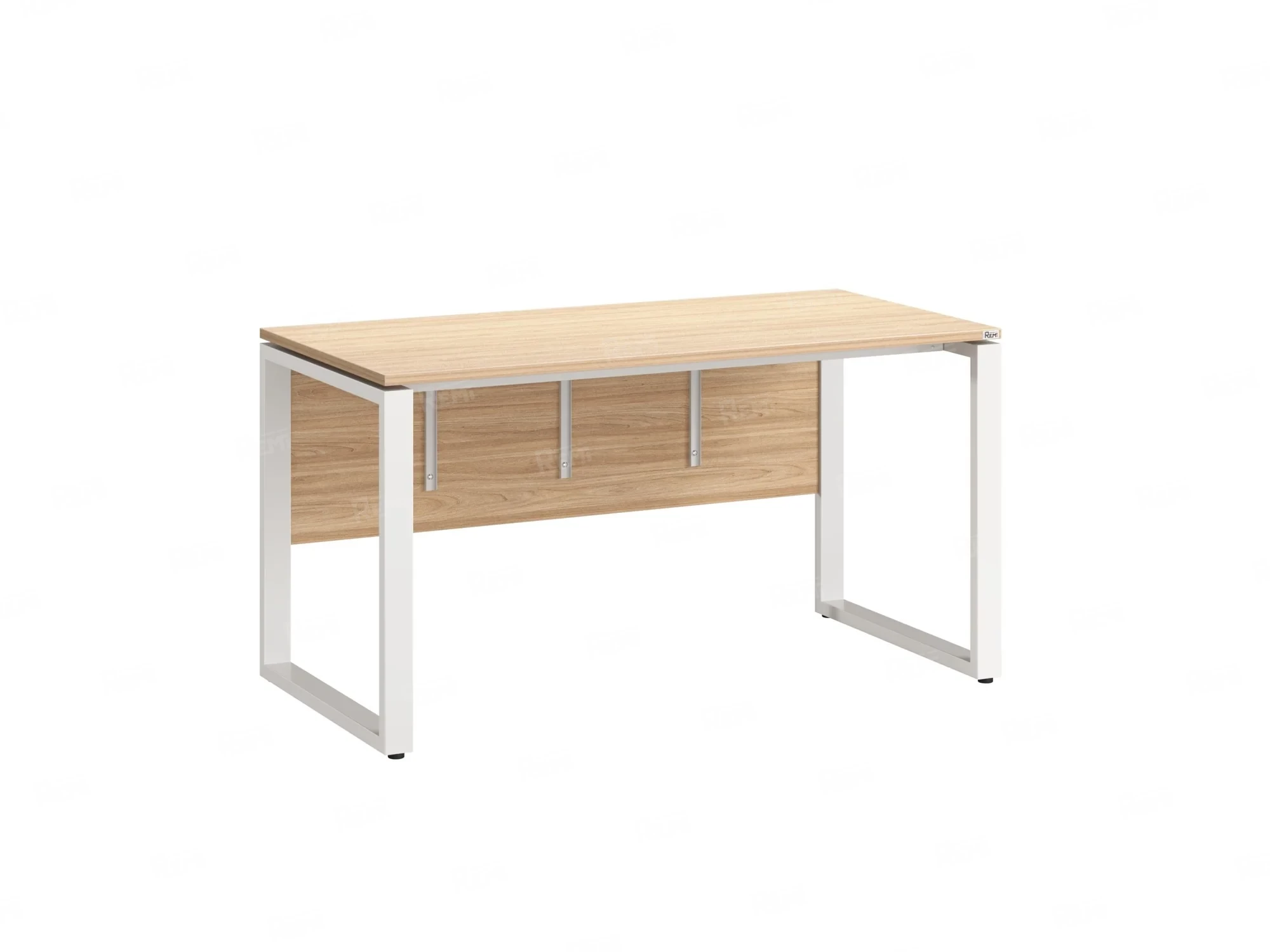 Стол прямой, О-опоры, экран ЛДСП,парящая стол-ца 800x700x750 RM008-8x7 Вяз Швейцарский светлый/Белый