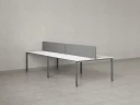 Бенч-система, 4 рабочих места, на П-образных опорах, 2 тканевых экранов 2000x1400x750 RM166-3-10x14 Белый/Серый