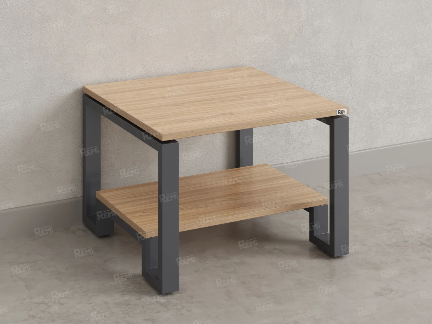 Журнальный стол с полкой 800x700x550 RM181-8x7 Вяз Швейцарский светлый/Серый